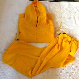 VTG 90s Animale Yellow Nylon Sailing Windsuit Set Vest‎ Pants L/XL Festival Rave